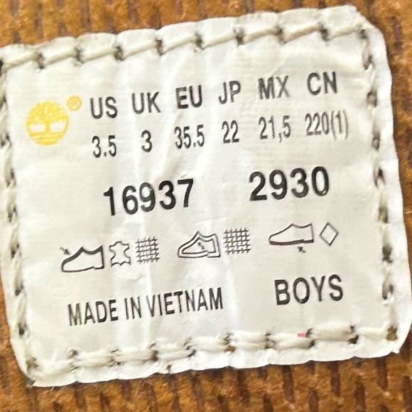 Timberland Boys Brown/Green Field Leather Waterproof Hiking Boots Shoes SZ 3.5 - Picture 11 of 12